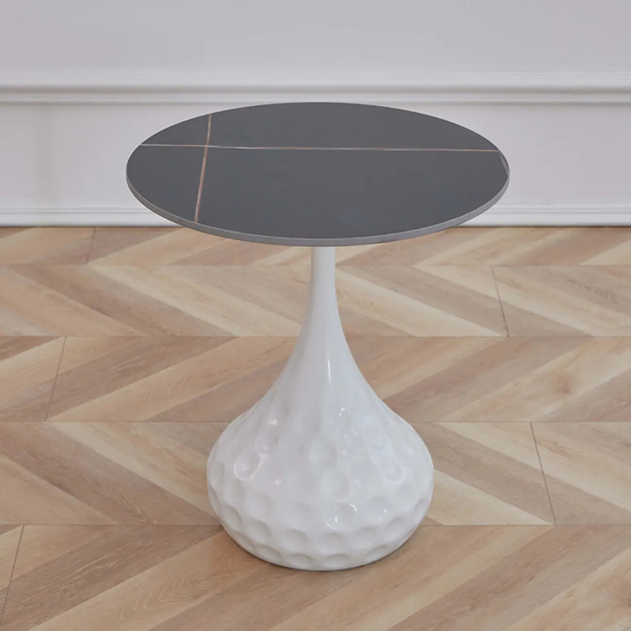 Table d'appoint ronde en marbre avec piédestal en métal pour salon