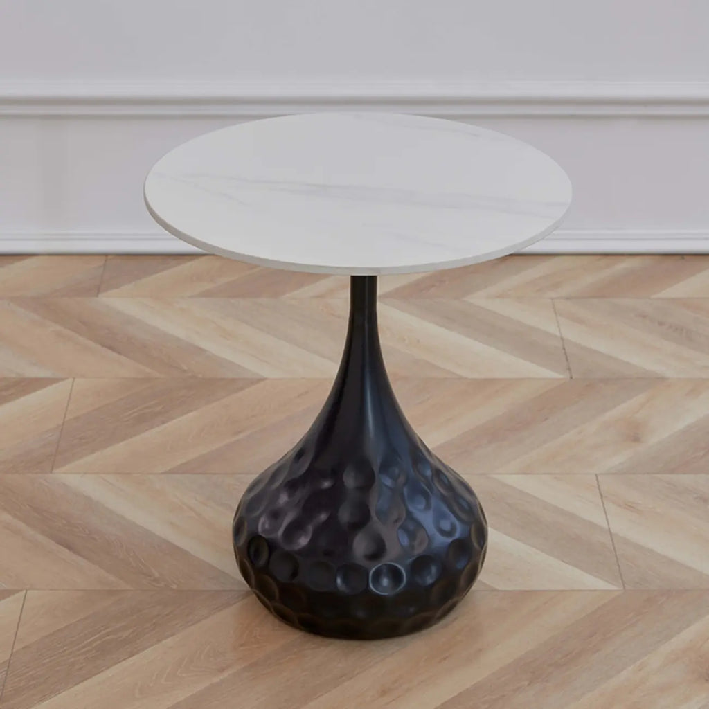 Table d'appoint ronde en marbre avec piédestal en métal pour salon