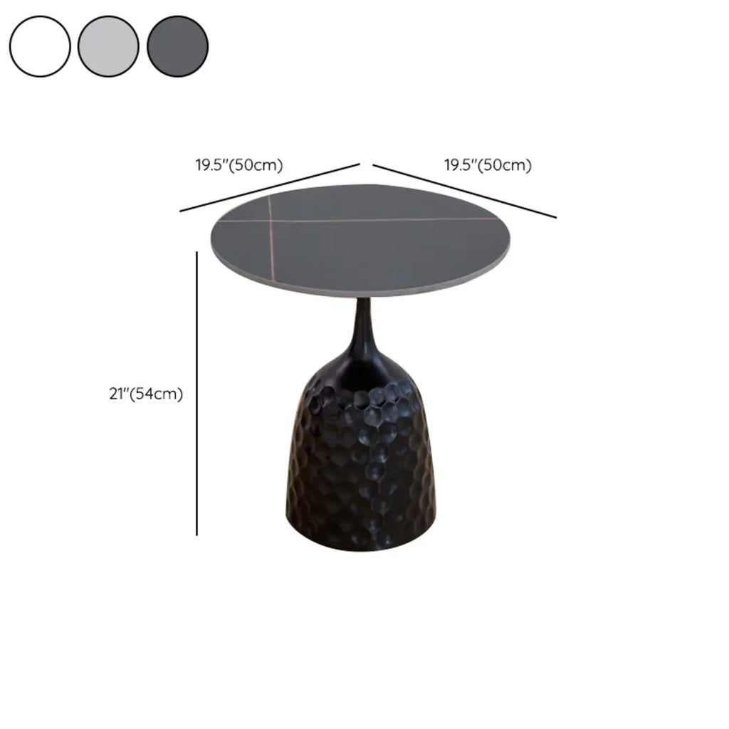 Table d'appoint ronde en marbre avec piédestal en métal pour salon