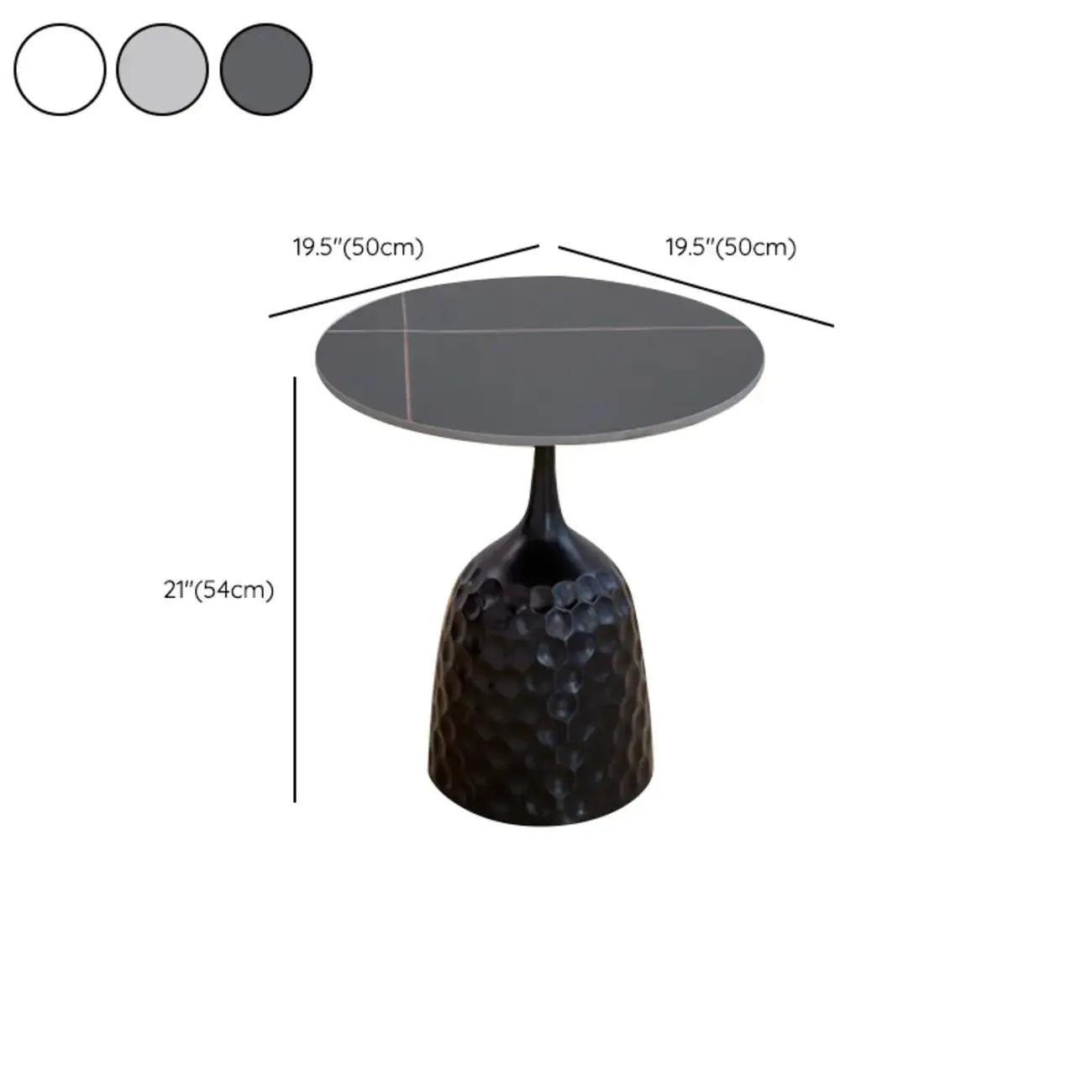 Table d'appoint ronde en marbre avec piédestal en métal pour salon