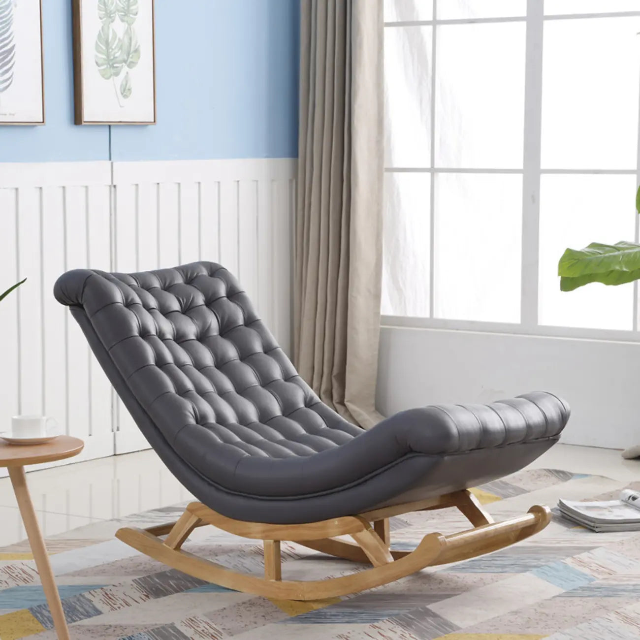 Fauteuil à bascule ergonomique moderne rembourré avec repose-pieds