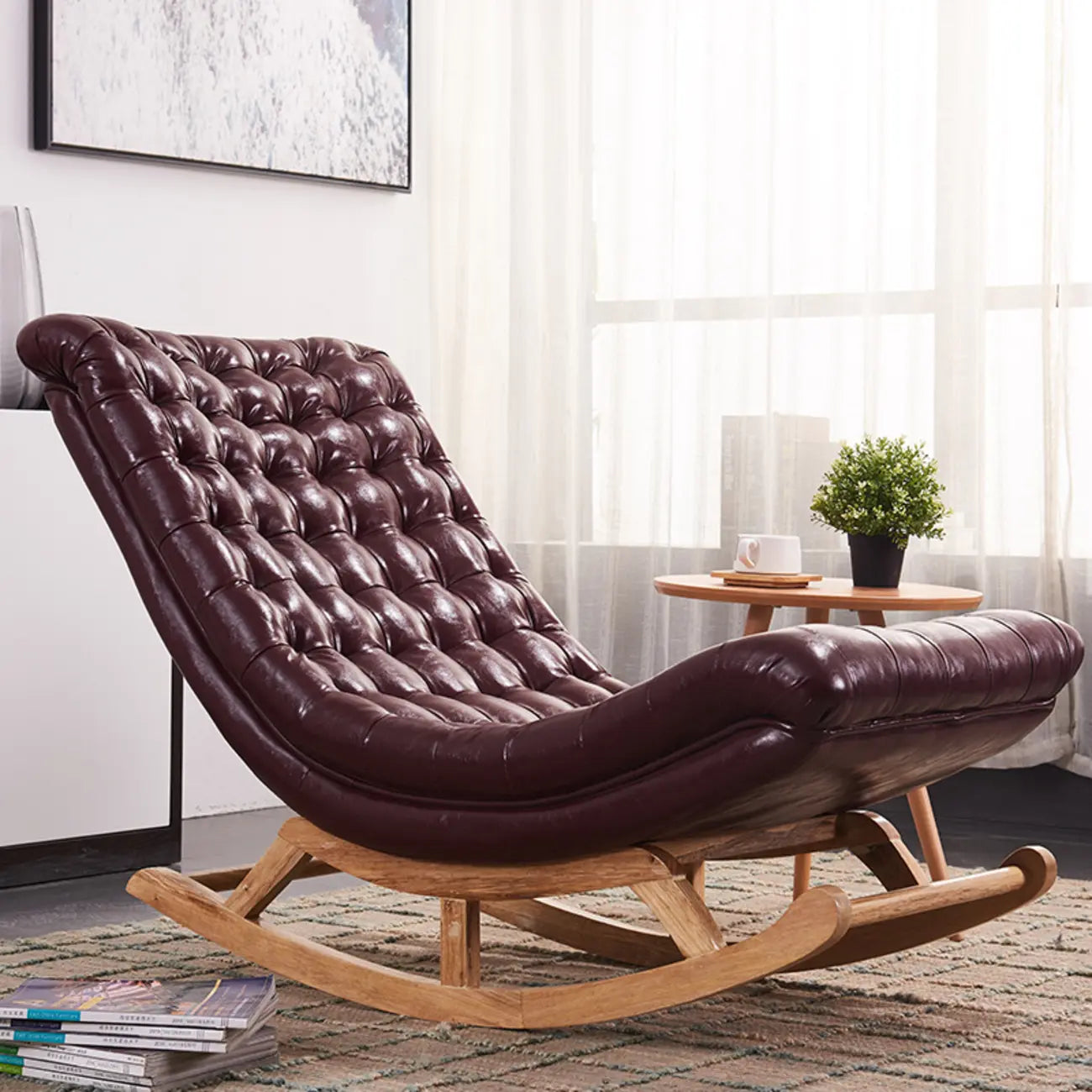Fauteuil à bascule ergonomique moderne rembourré avec repose-pieds