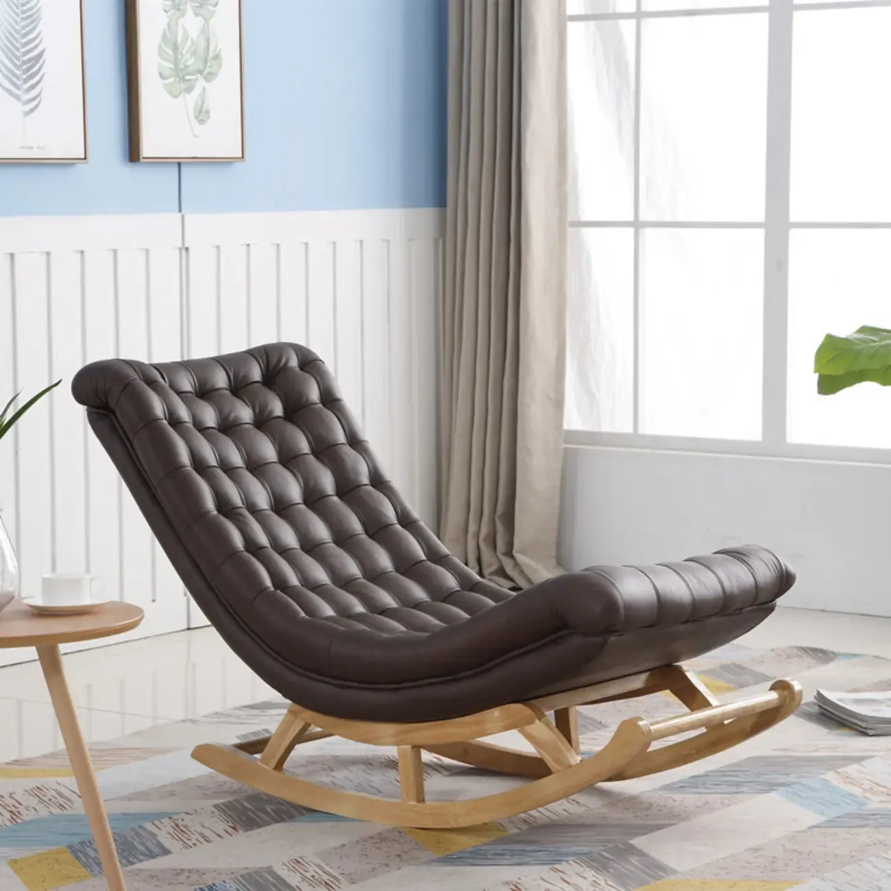 Fauteuil à bascule ergonomique moderne rembourré avec repose-pieds