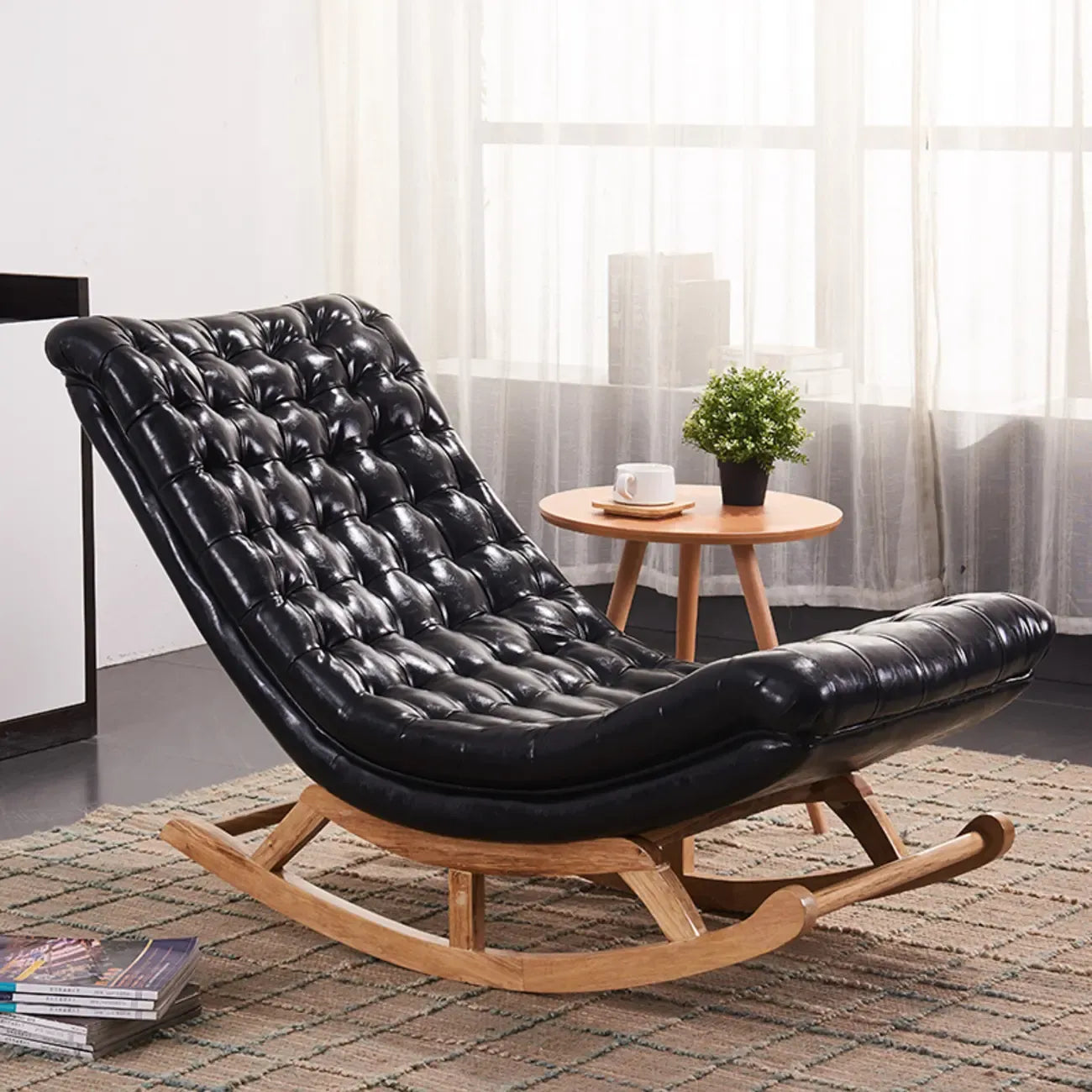 Fauteuil à bascule ergonomique moderne rembourré avec repose-pieds