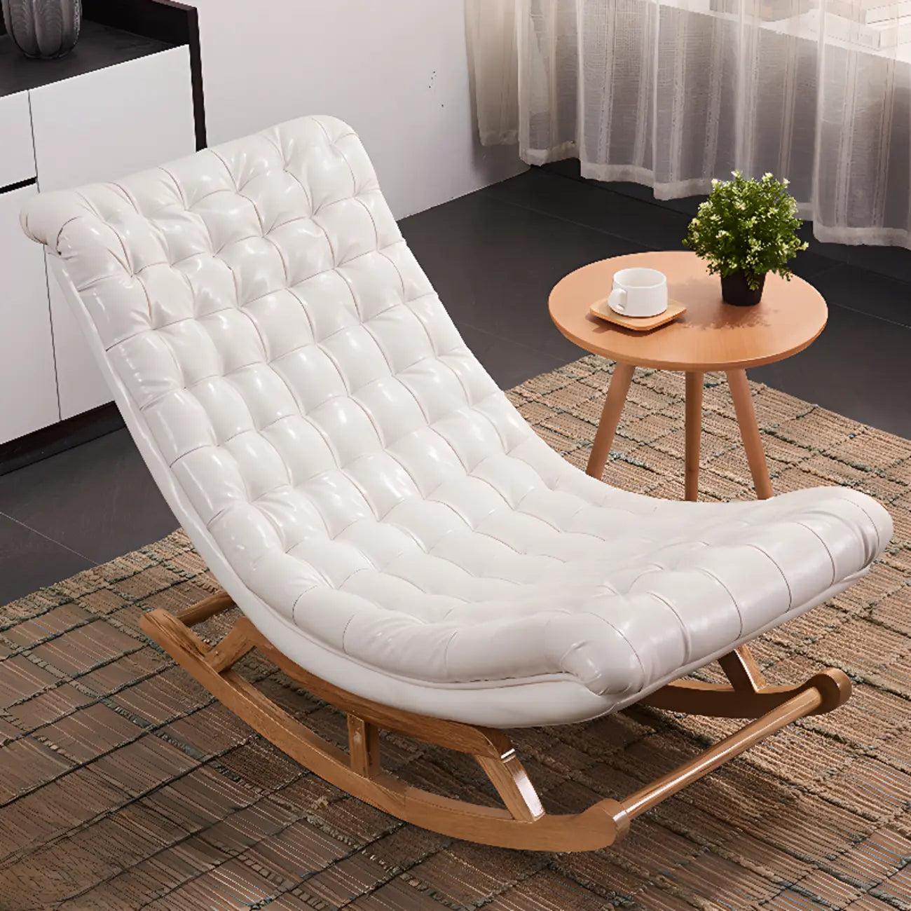 Fauteuil à bascule ergonomique moderne rembourré avec repose-pieds
