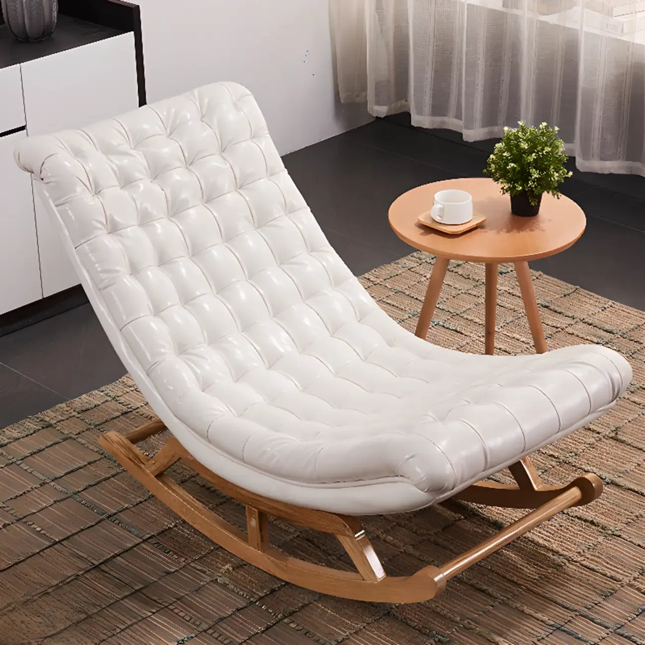 Fauteuil à bascule ergonomique moderne rembourré avec repose-pieds