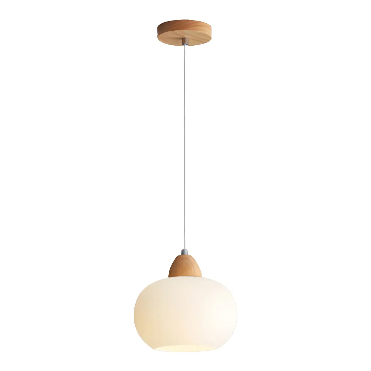 Lampe suspendue LED moderne en verre crème en forme de galet pour chevet