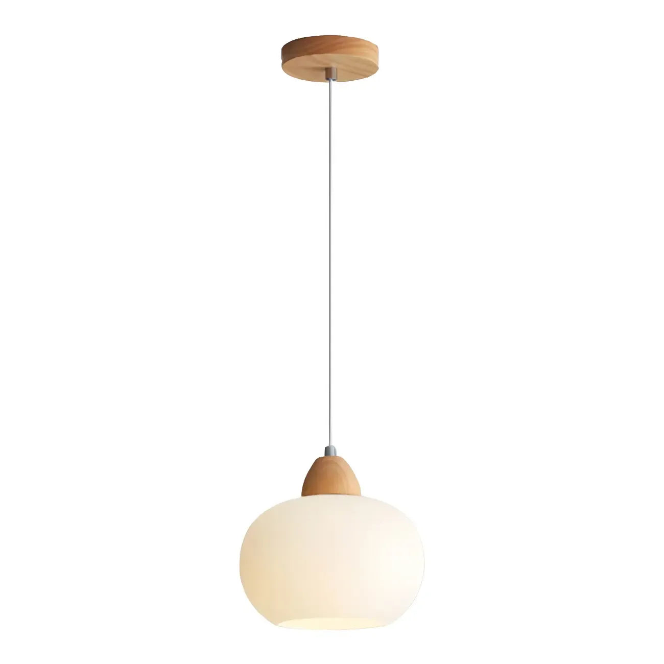 Lampe suspendue LED moderne en verre crème en forme de galet pour chevet