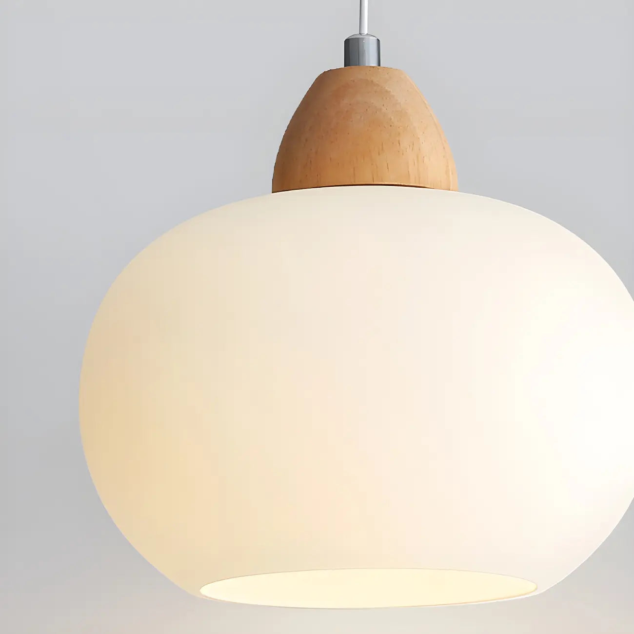 Lampe suspendue LED moderne en verre crème en forme de galet pour chevet