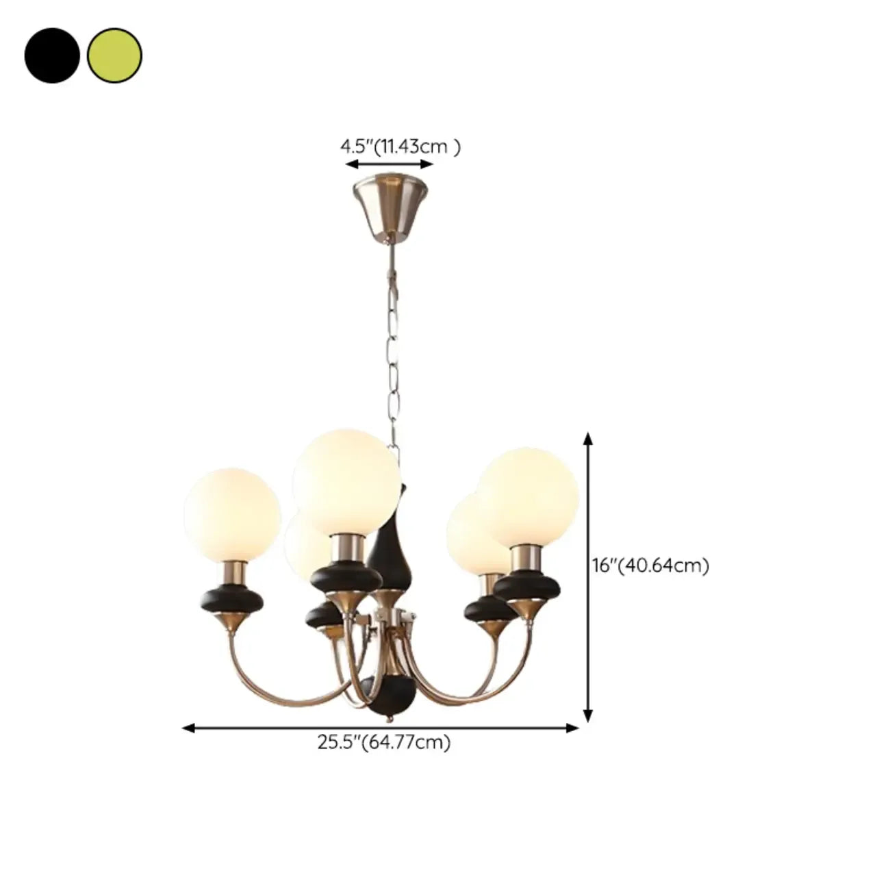 Lustre moderne réglable à globe vert