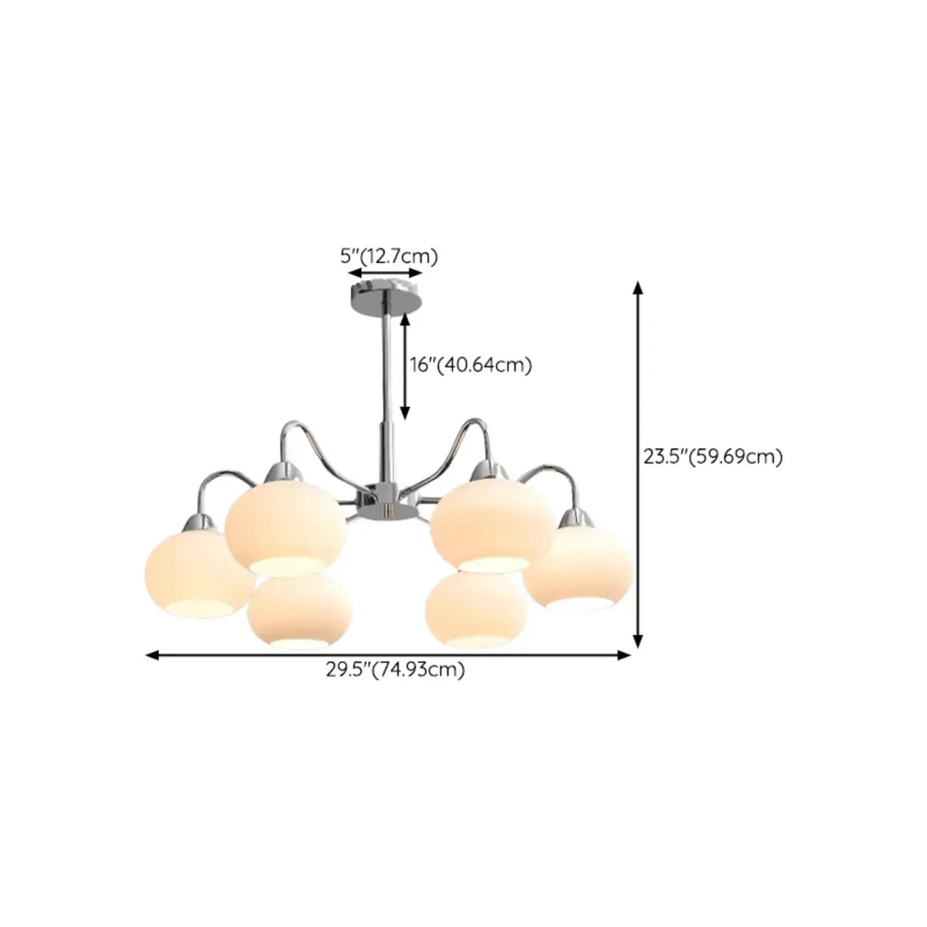Lustre moderne en verre avec abat-jour globe pour salon