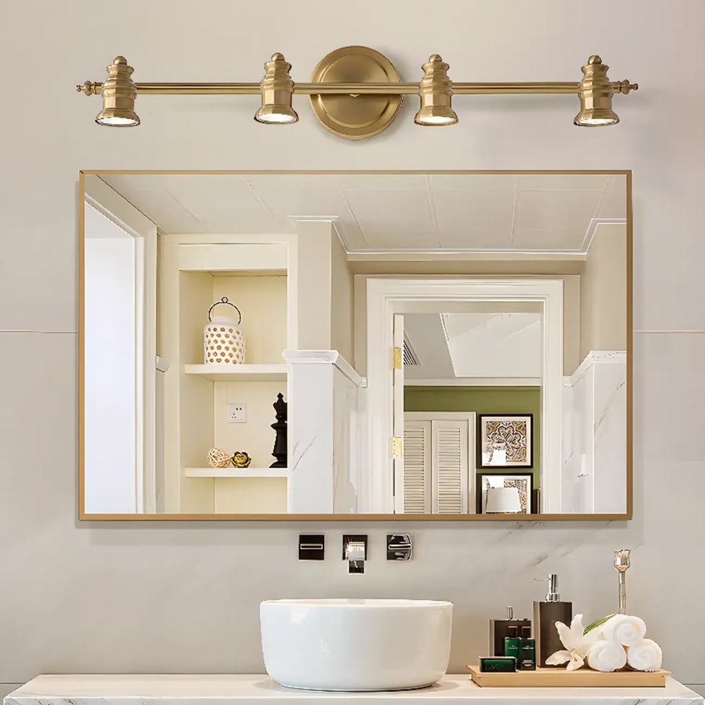 Miroir de salle de bain industriel lumineux de style géométrique