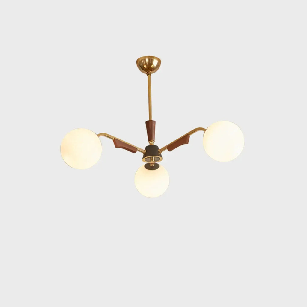 Lustre moderne en verre blanc avec boules et longueur réglable