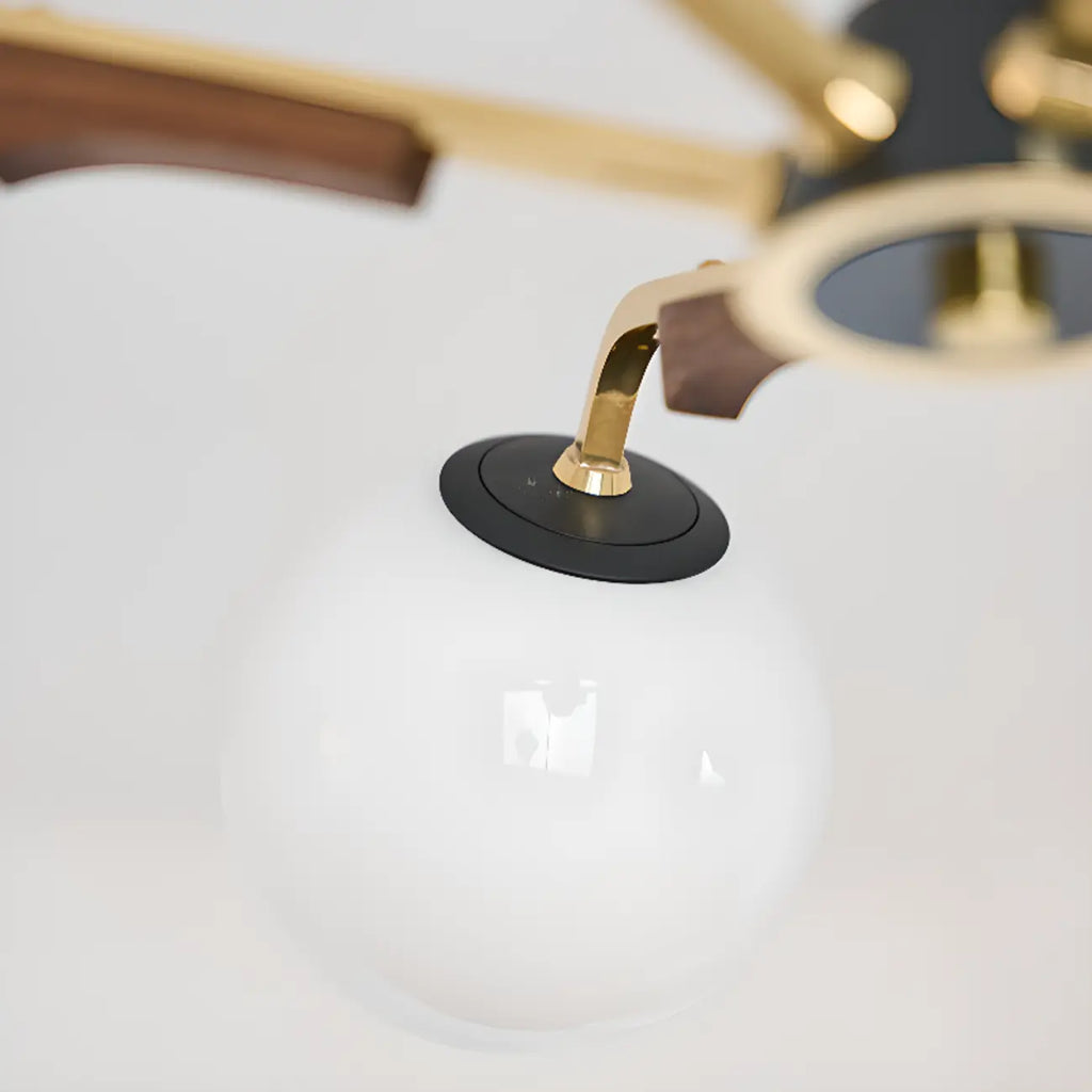 Lustre moderne en verre blanc avec boules et longueur réglable