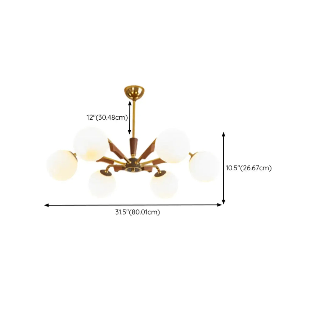Lustre moderne en verre blanc avec boules et longueur réglable