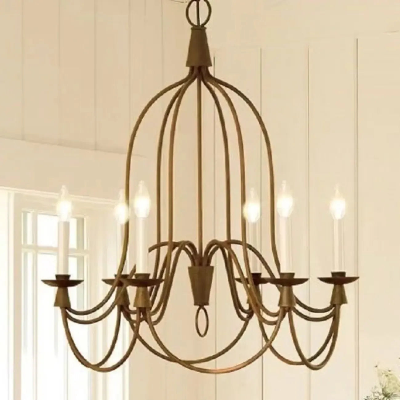 Lustre vintage en métal courbé à hauteur réglable