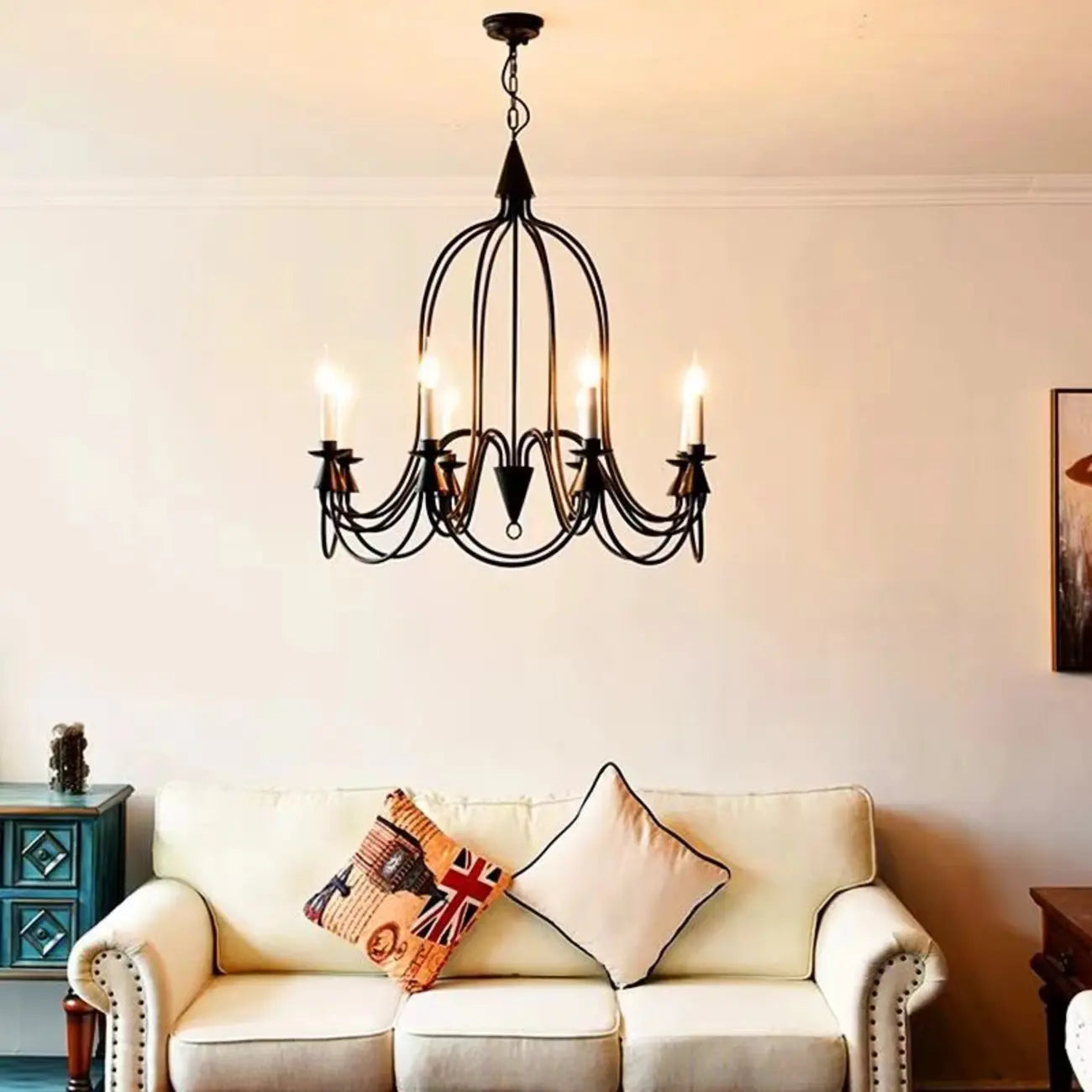 Lustre vintage en métal courbé à hauteur réglable