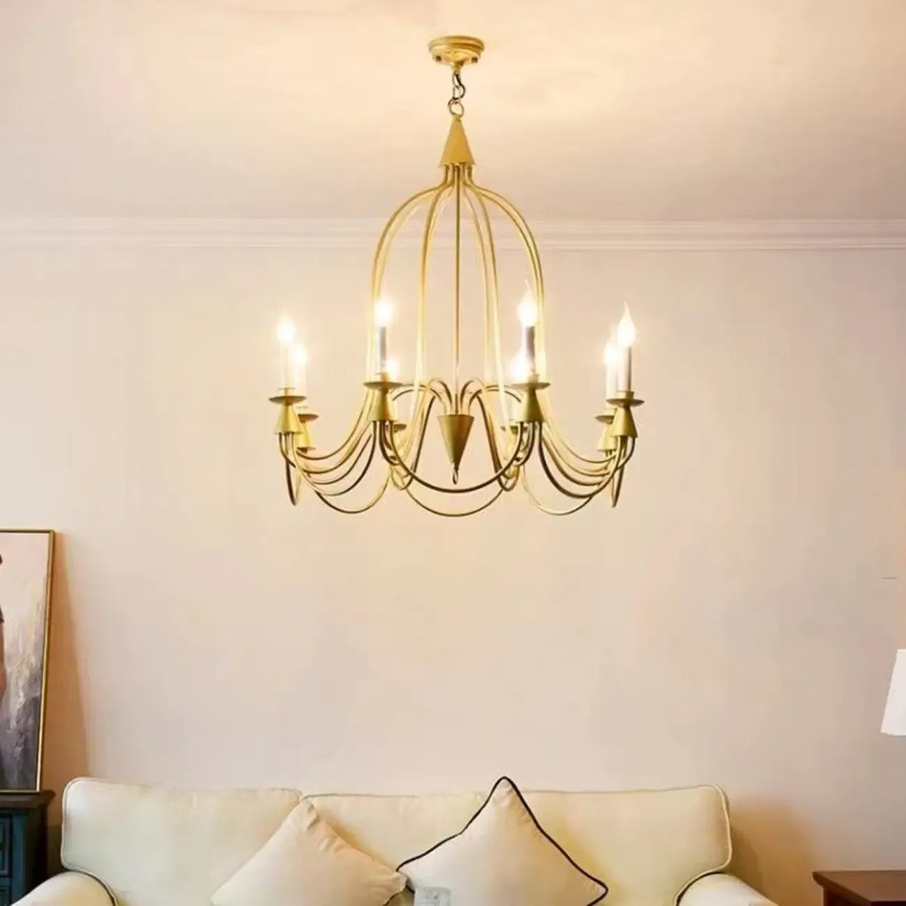 Lustre vintage en métal courbé à hauteur réglable