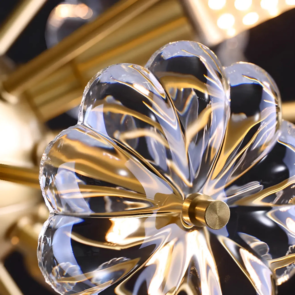 Lustre moderne en cristal avec globe et lumière d'ambiance