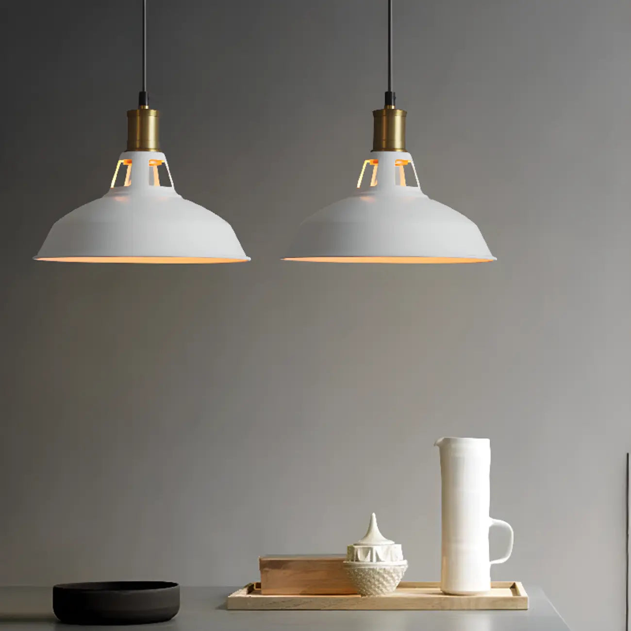 Suspension industrielle en fer blanc dôme pour salon