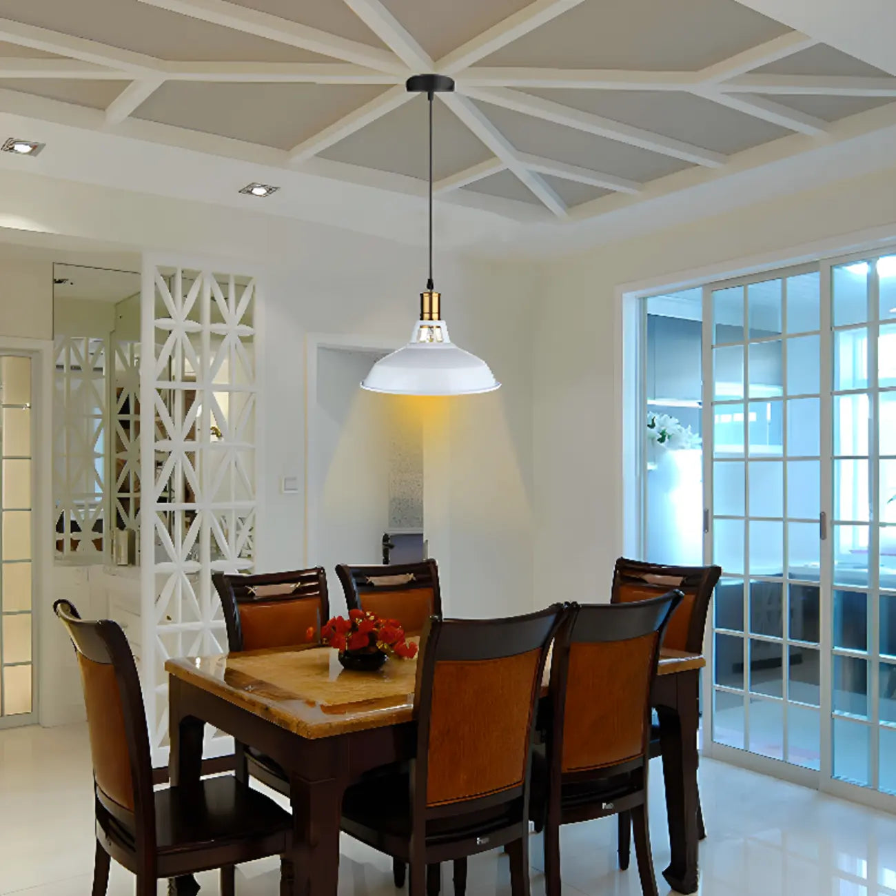 Suspension industrielle en fer blanc dôme pour salon