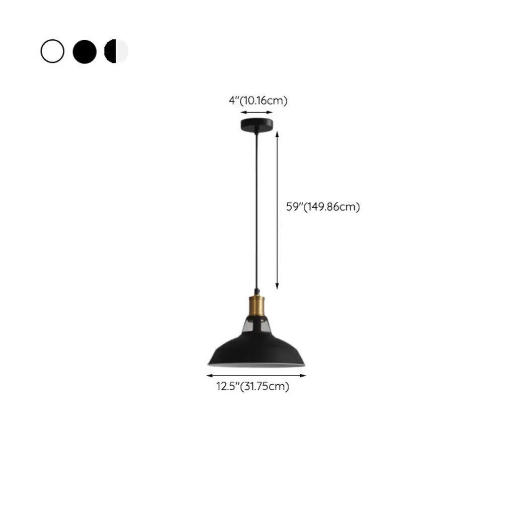 Suspension industrielle en fer blanc dôme pour salon