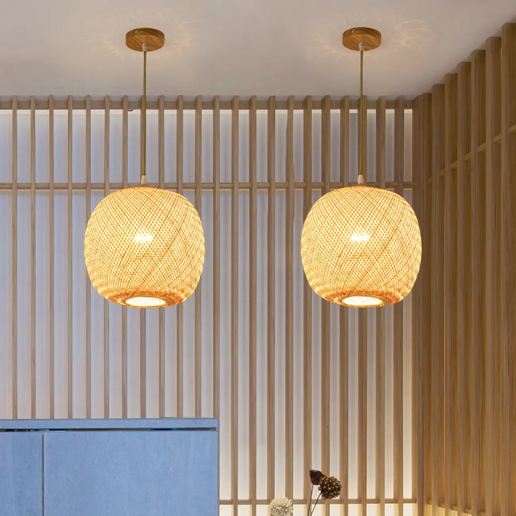 Suspension lanterne en bambou de style japonais pour salon