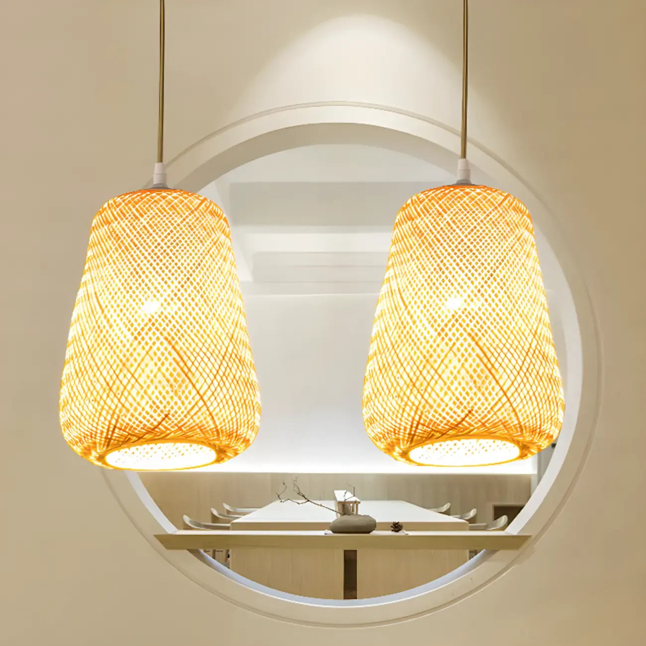 Suspension lanterne en bambou de style japonais pour salon