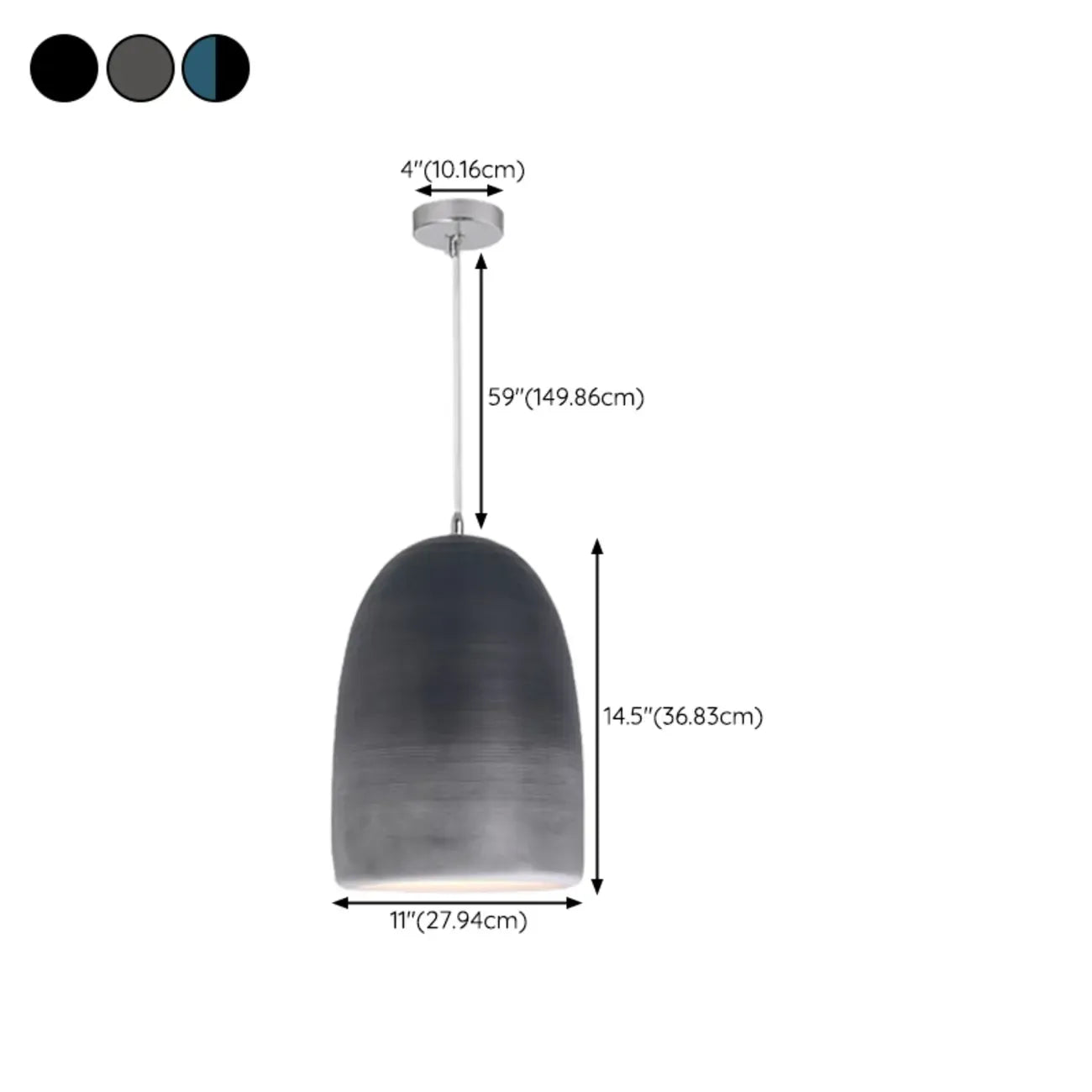 Suspension demi-ovale dégradée noire nordique pour restaurant