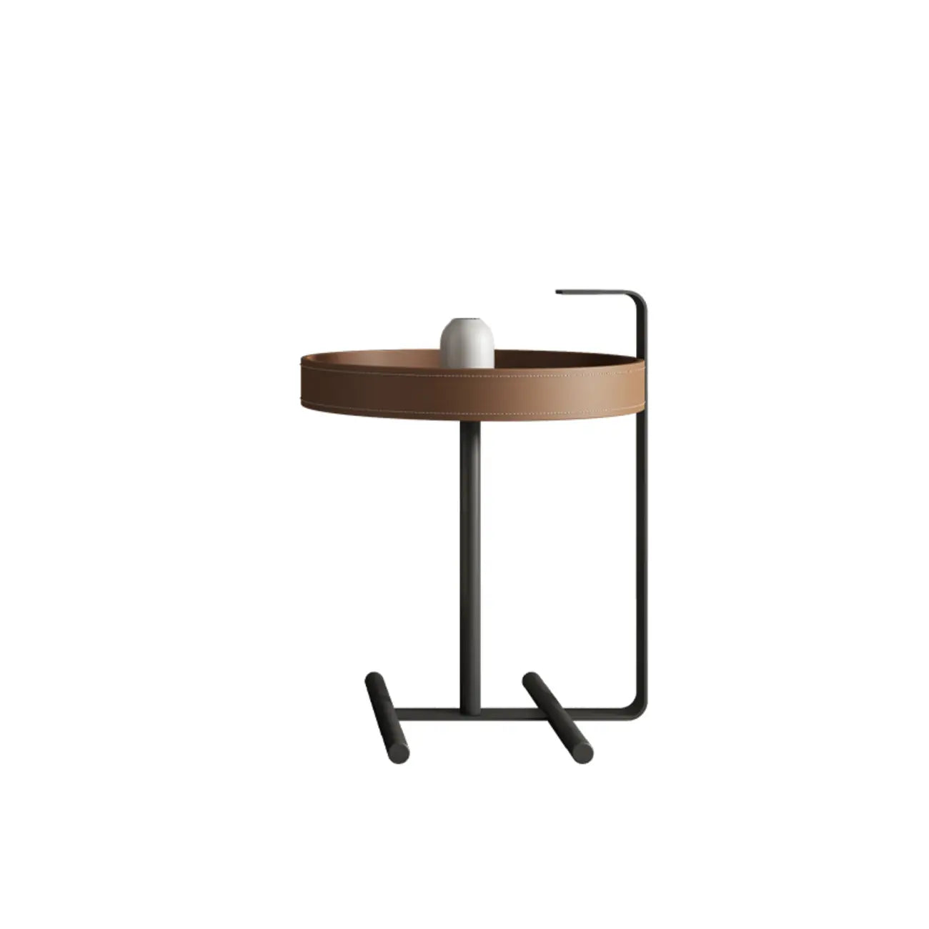 Table basse ronde beige moderne avec rangement pour salon