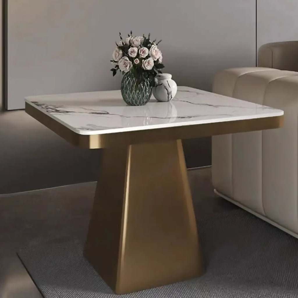 Table d'appoint carrée en marbre noir pour salon