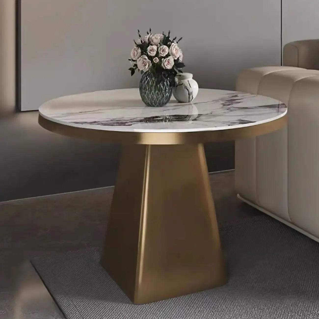 Table d'appoint carrée en marbre noir pour salon