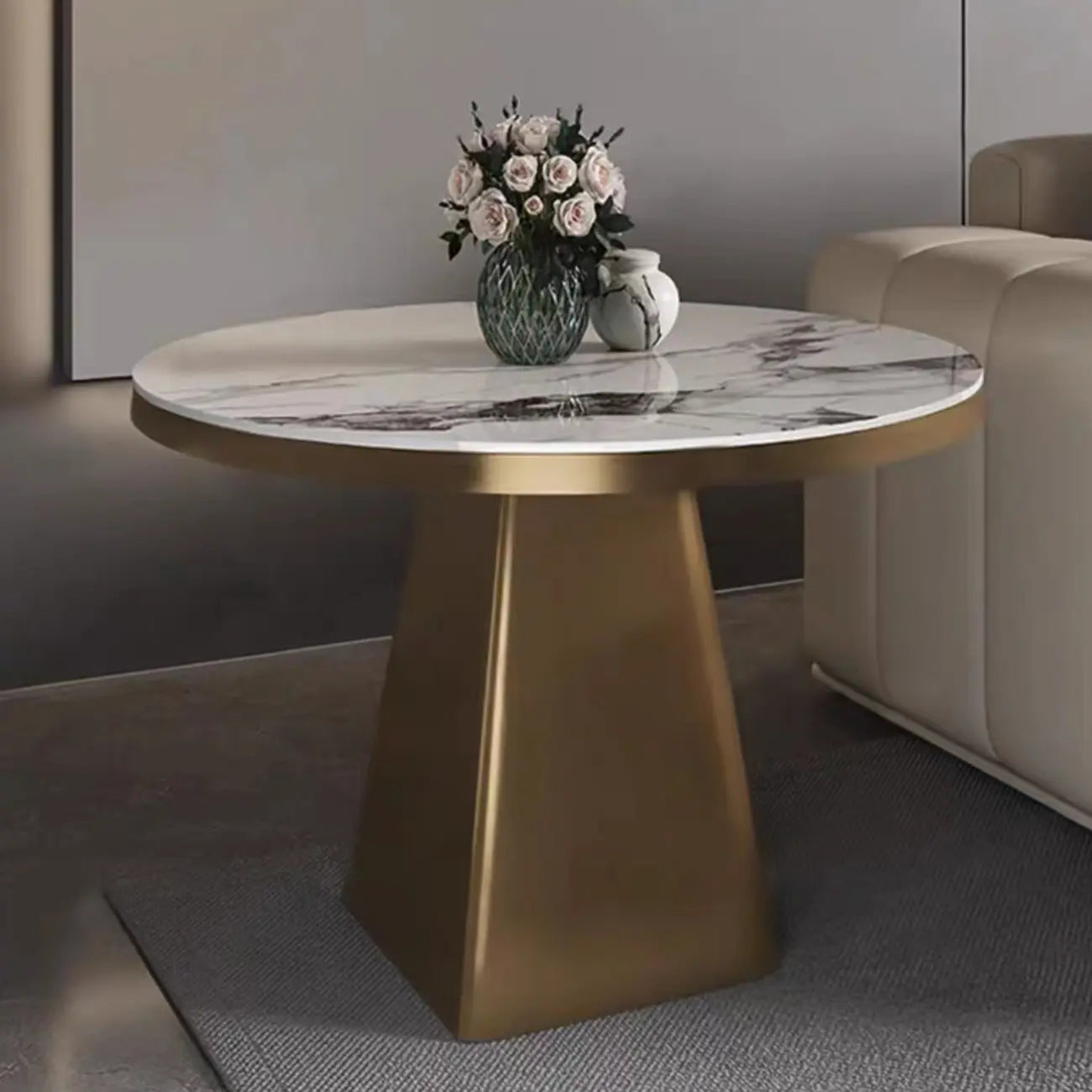 Table d'appoint carrée en marbre noir pour salon