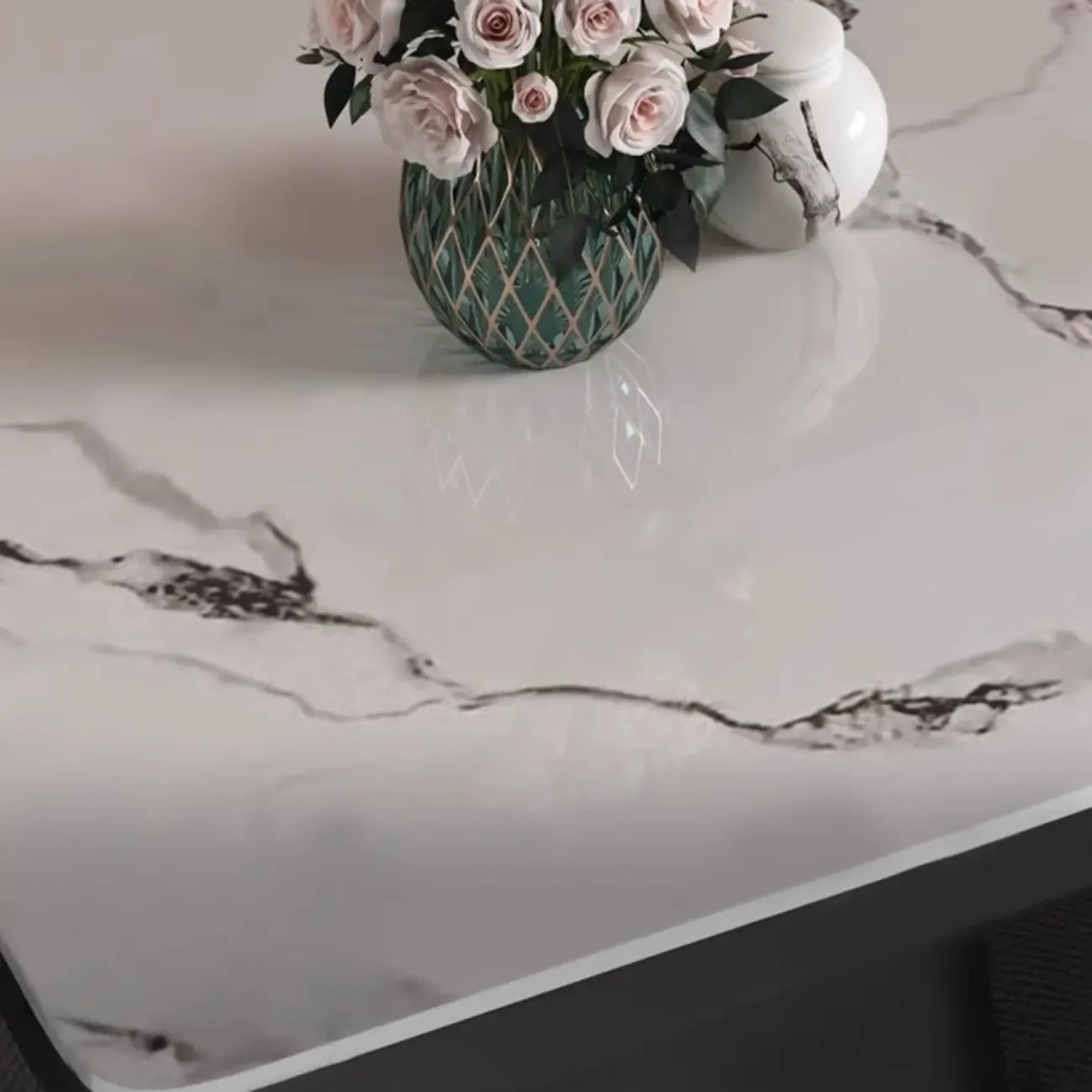 Table d'appoint carrée en marbre noir pour salon