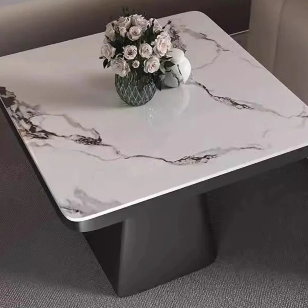 Table d'appoint carrée en marbre noir pour salon