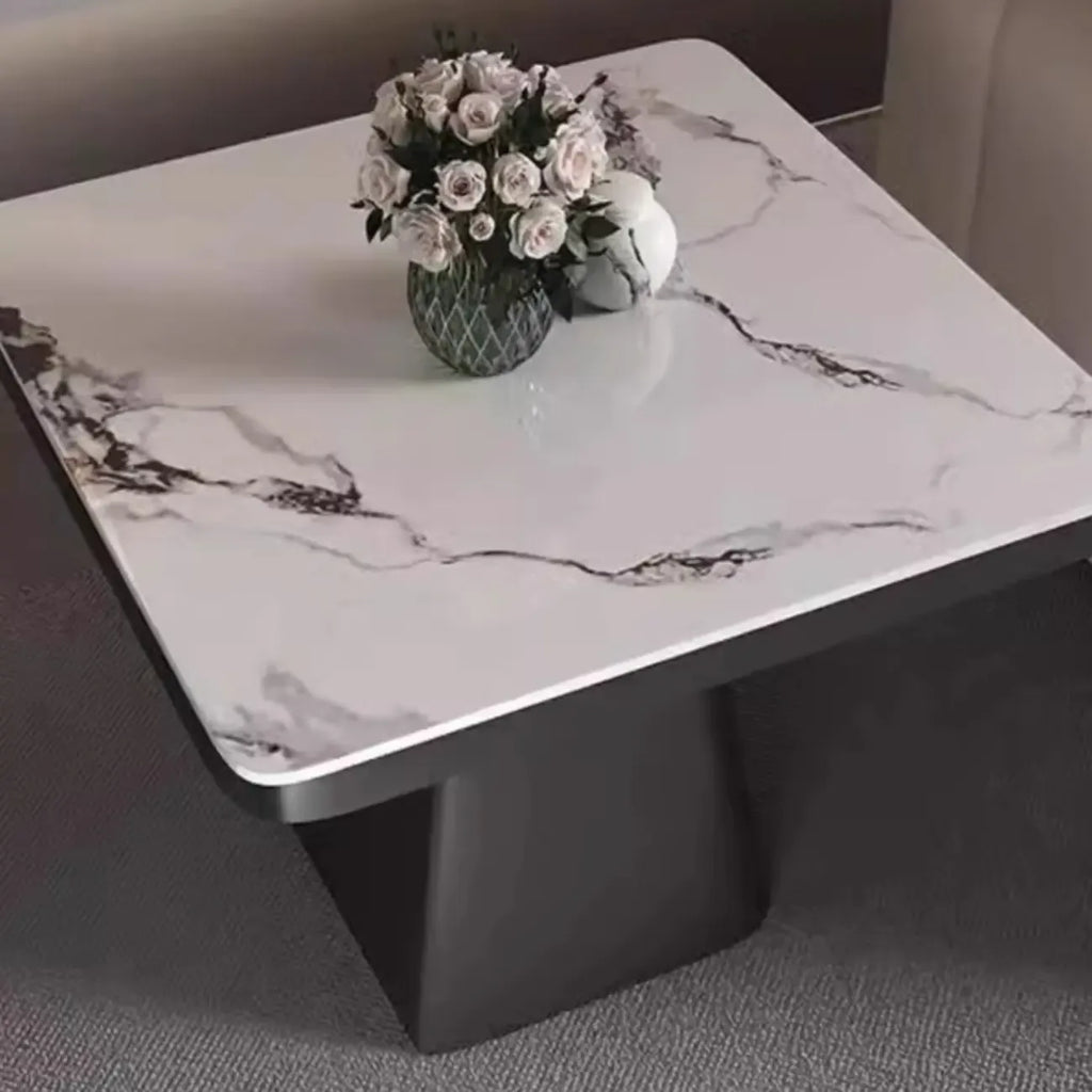 Table d'appoint carrée en marbre noir pour salon