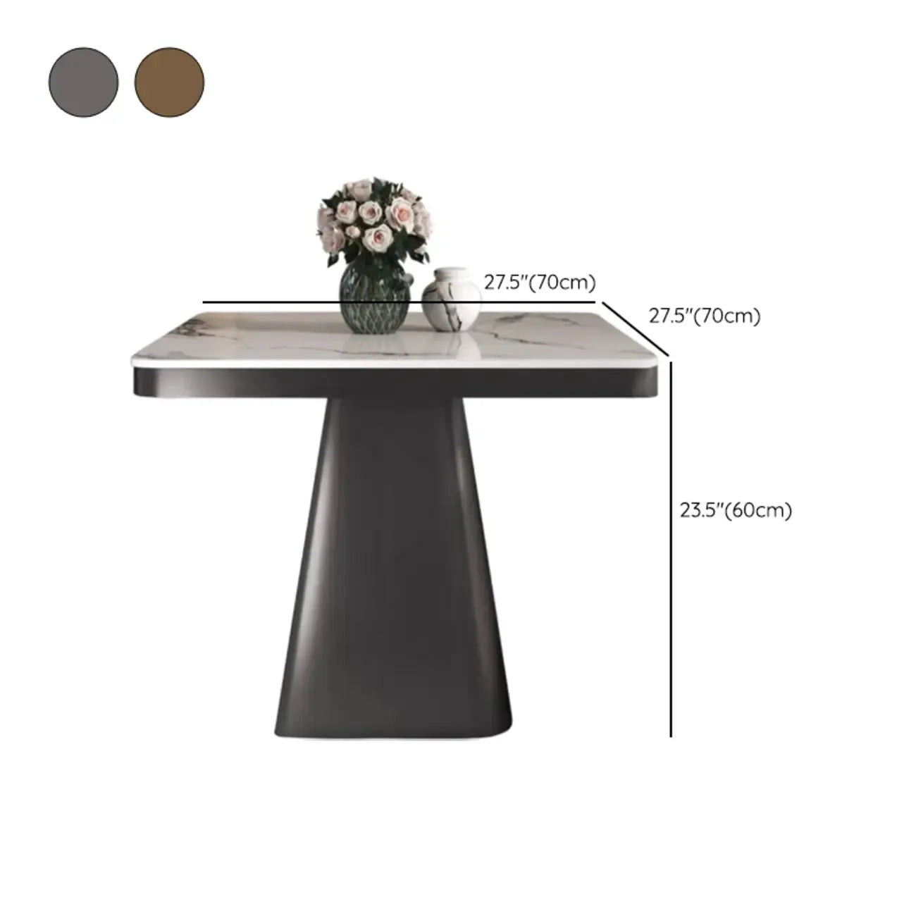 Table d'appoint carrée en marbre noir pour salon