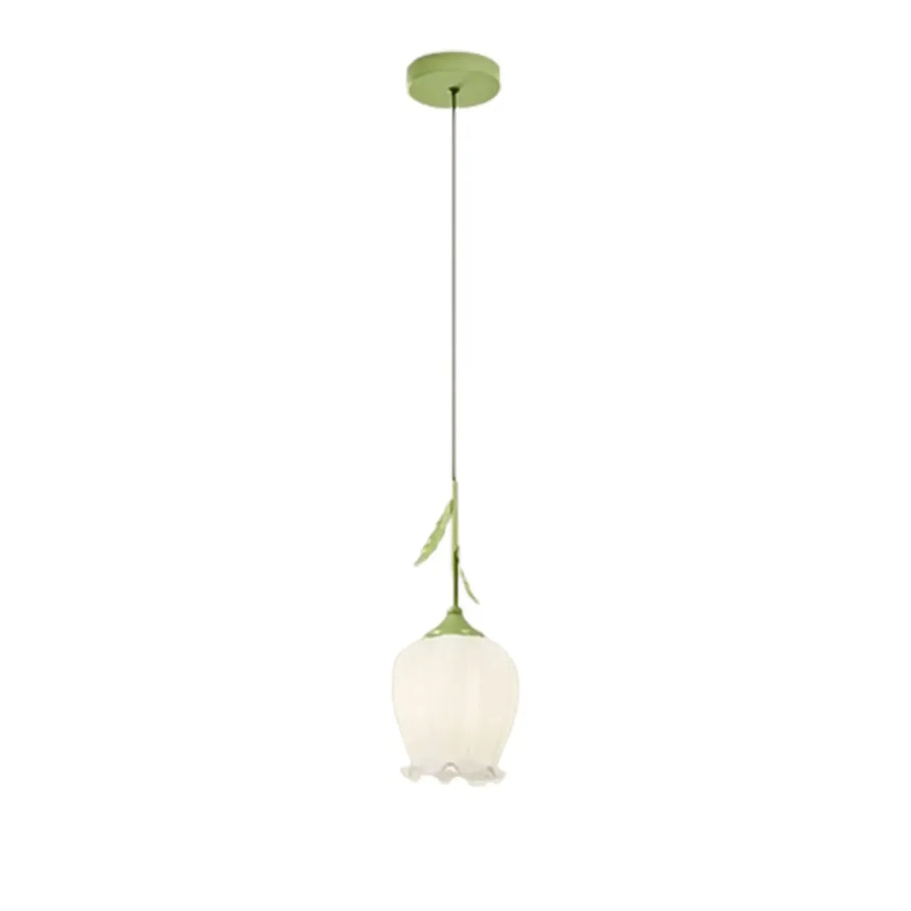 Lampe de chevet enfant, suspension tulipe en verre blanc