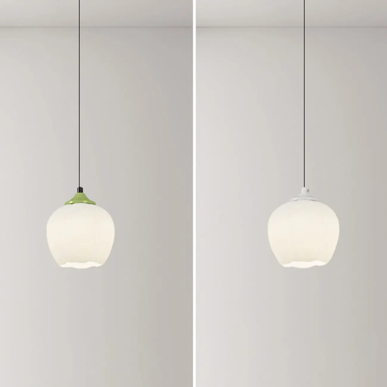 Lampe de chevet enfant, suspension tulipe en verre blanc