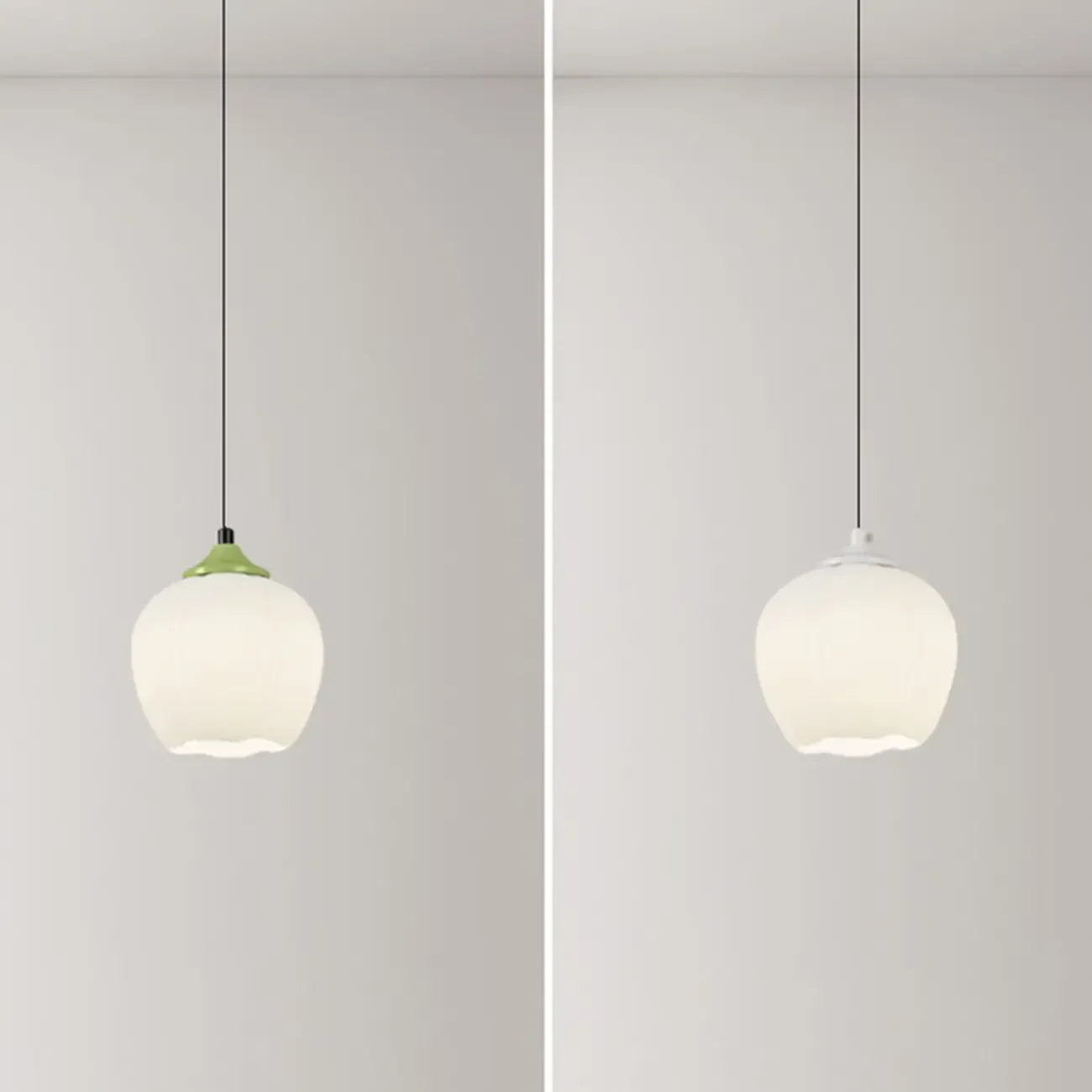 Lampe de chevet enfant, suspension tulipe en verre blanc