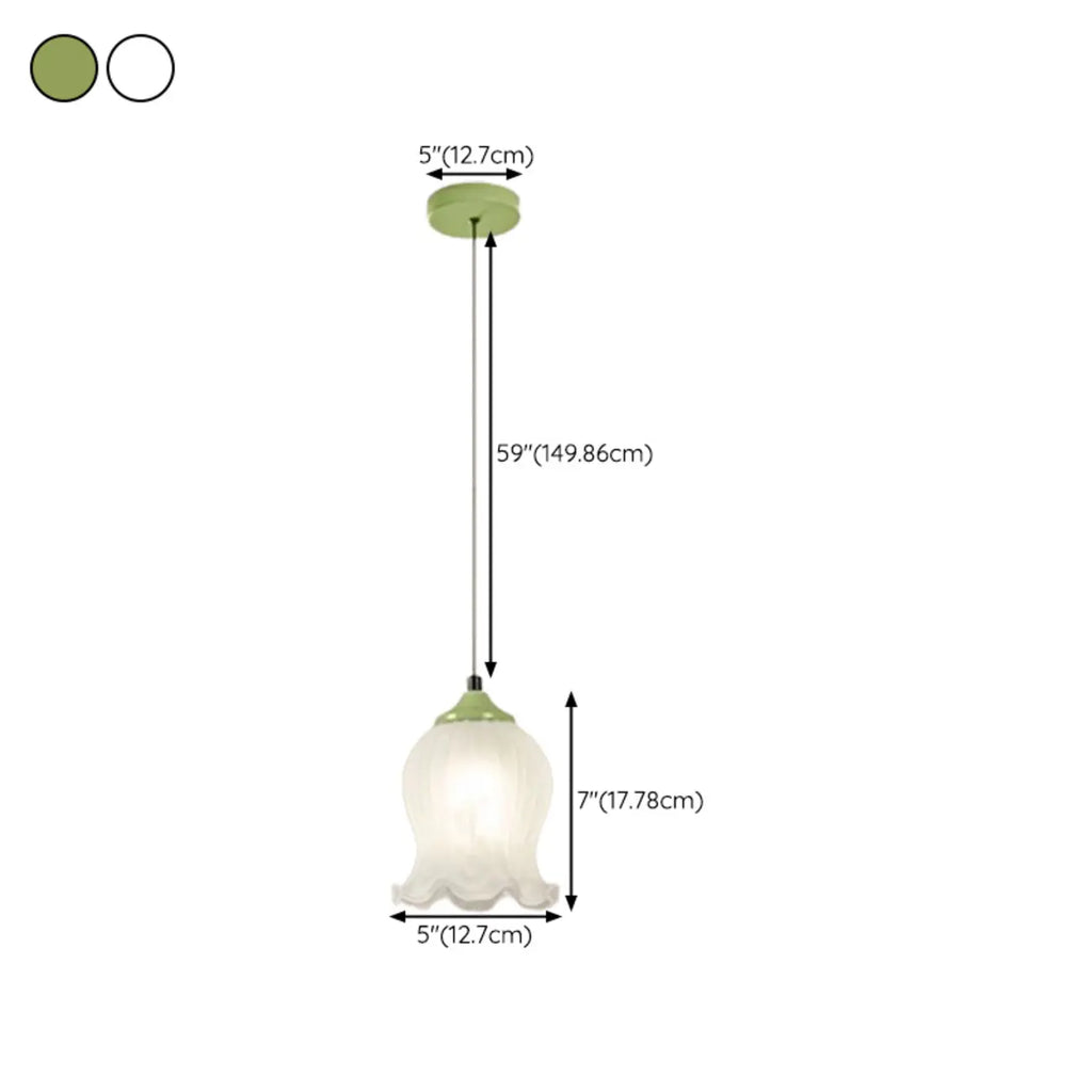 Lampe de chevet enfant, suspension tulipe en verre blanc