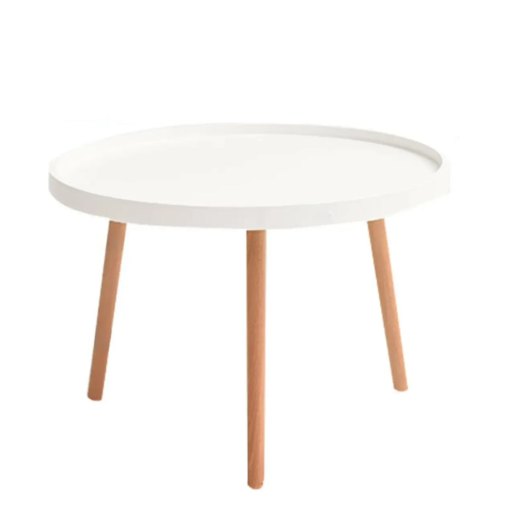 Table basse ronde moderne imperméable avec trois pieds en bois
