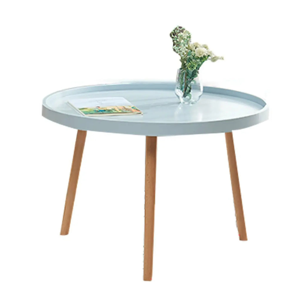 Table basse ronde moderne imperméable avec trois pieds en bois