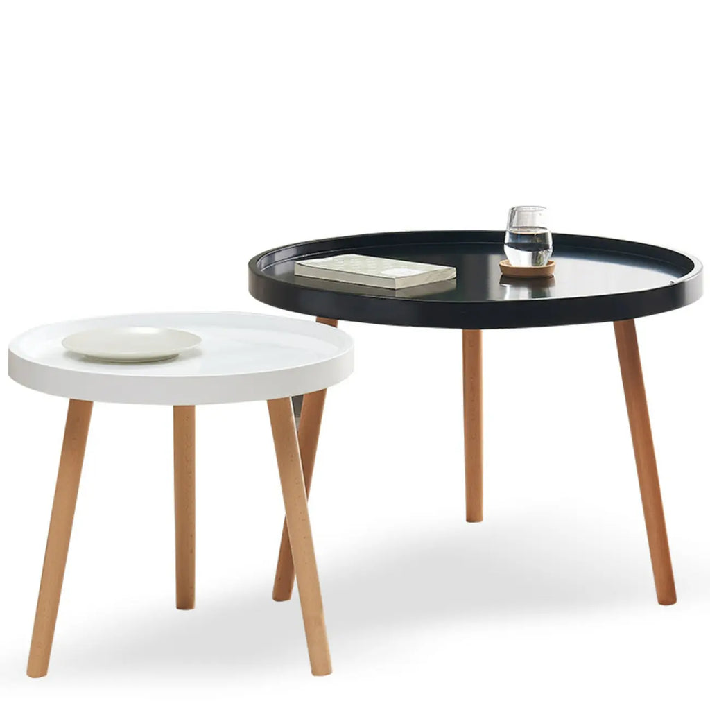 Table basse ronde moderne imperméable avec trois pieds en bois