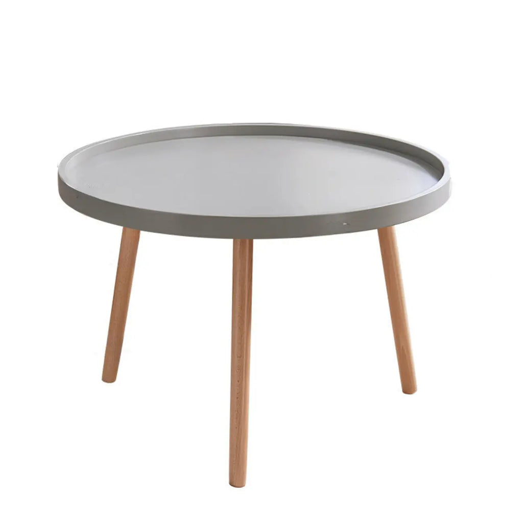 Table basse ronde moderne imperméable avec trois pieds en bois