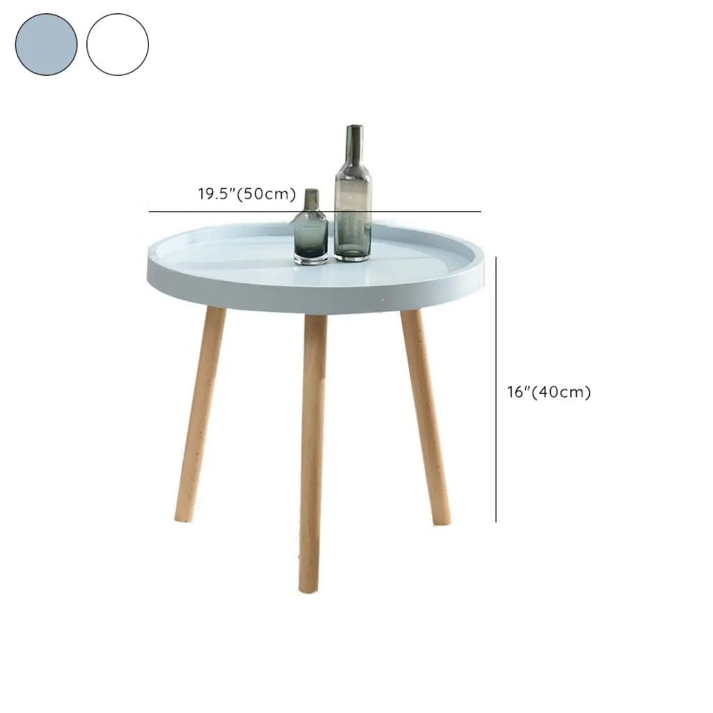 Table basse ronde moderne imperméable avec trois pieds en bois
