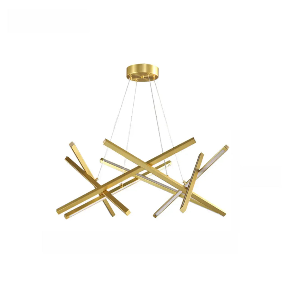 Lustre LED linéaire moderne au design géométrique en métal