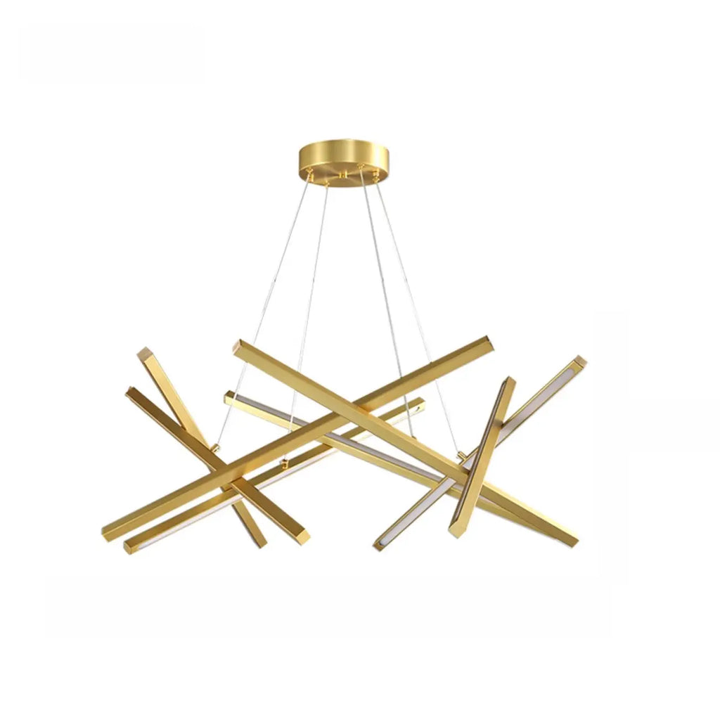 Lustre LED linéaire moderne au design géométrique en métal