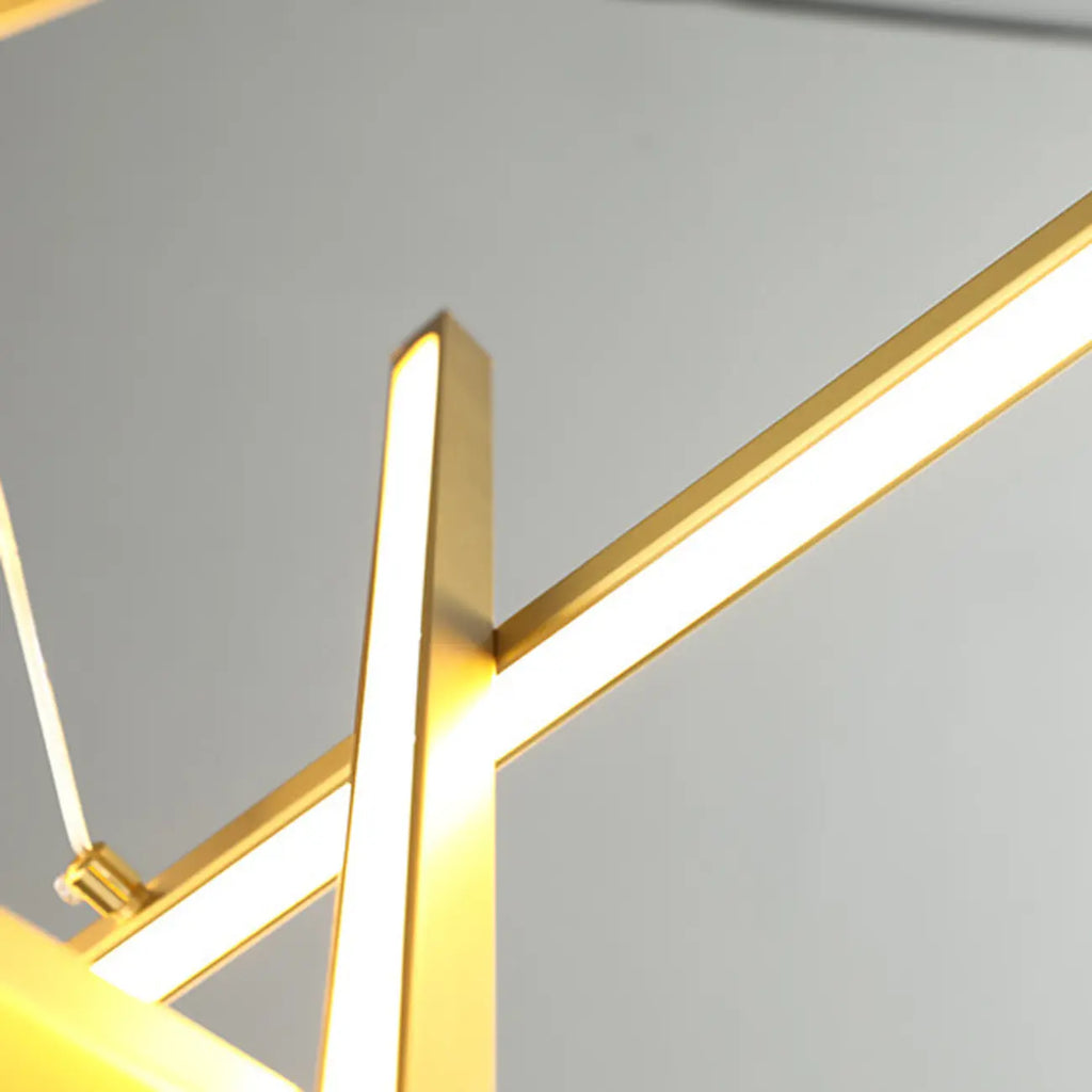 Lustre LED linéaire moderne au design géométrique en métal