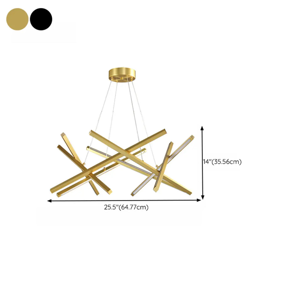 Lustre LED linéaire moderne au design géométrique en métal